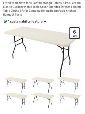 12 Fitted Spandex Tablecloth for 8ft Rectangle Tables - Cream